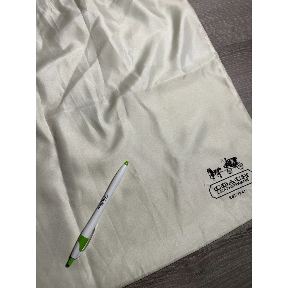 Coach Large Cream White Satin Drawstring Dust Bag Logo Storage Cover Designer